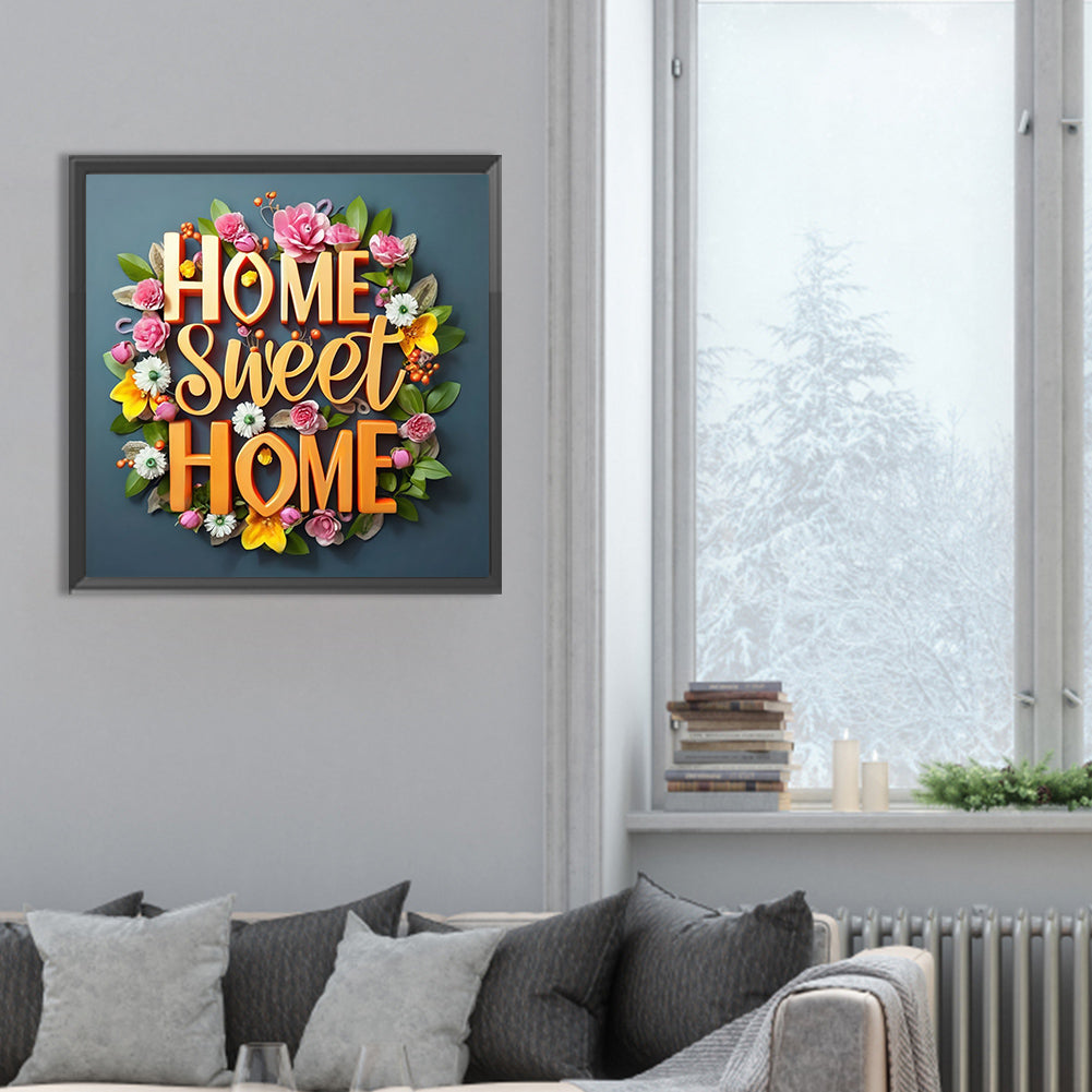 Sweet Family Calligraphy And Painting - Full Round Drill Diamond Painting 30*30CM