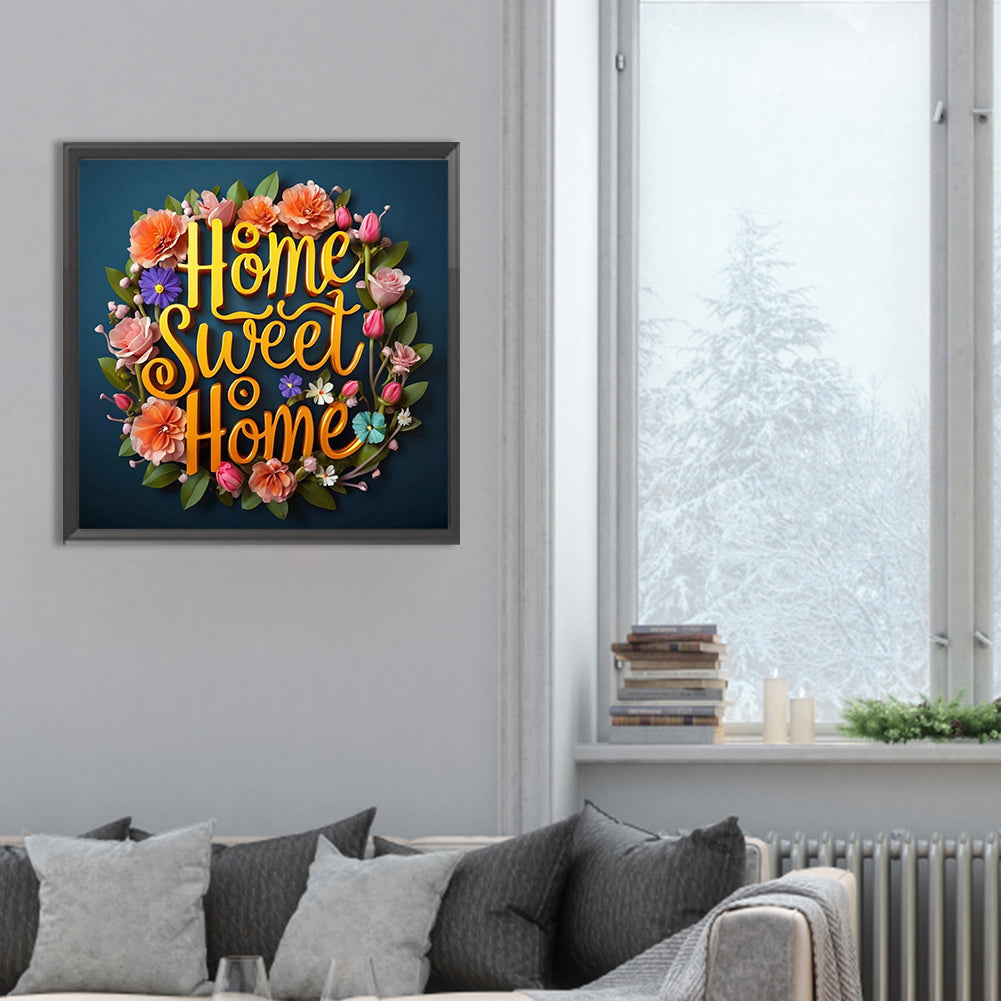 Sweet Family Calligraphy And Painting - Full Round Drill Diamond Painting 30*30CM