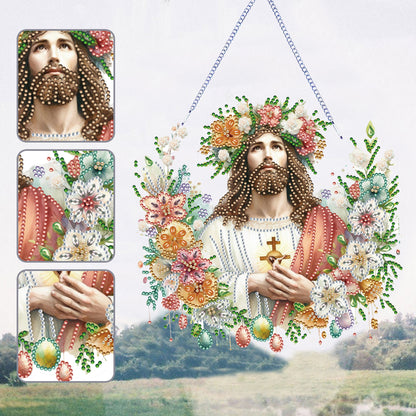 Acrylic Jesus Easter Egg Single-Sided 5D DIY Diamond Painting Hanging Pendant