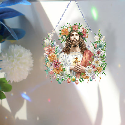 Acrylic Jesus Easter Egg Single-Sided 5D DIY Diamond Painting Hanging Pendant