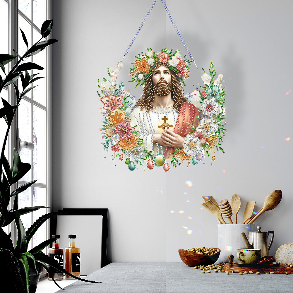 Acrylic Jesus Easter Egg Single-Sided 5D DIY Diamond Painting Hanging Pendant