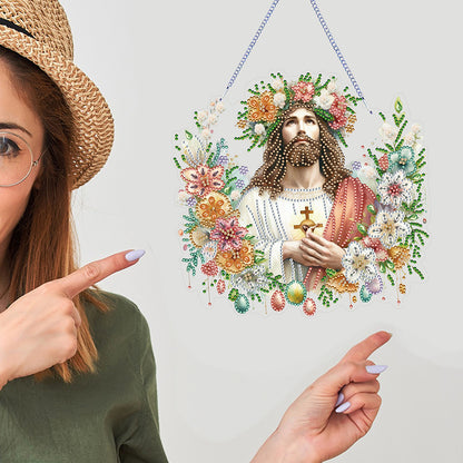 Acrylic Jesus Easter Egg Single-Sided 5D DIY Diamond Painting Hanging Pendant