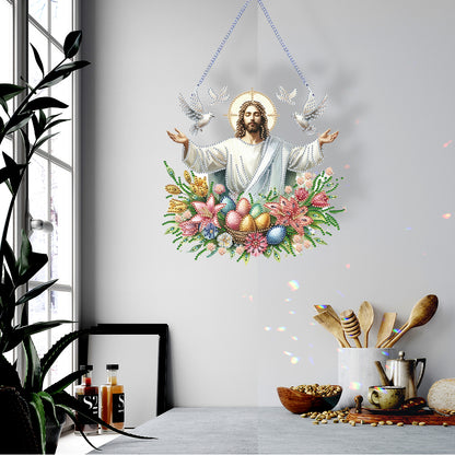 Acrylic Jesus Easter Egg Single-Sided 5D DIY Diamond Painting Hanging Pendant