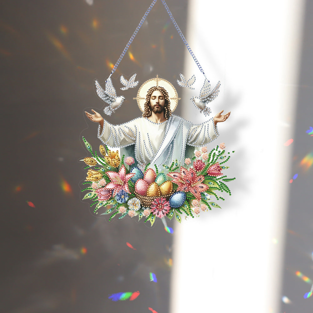 Acrylic Jesus Easter Egg Single-Sided 5D DIY Diamond Painting Hanging Pendant