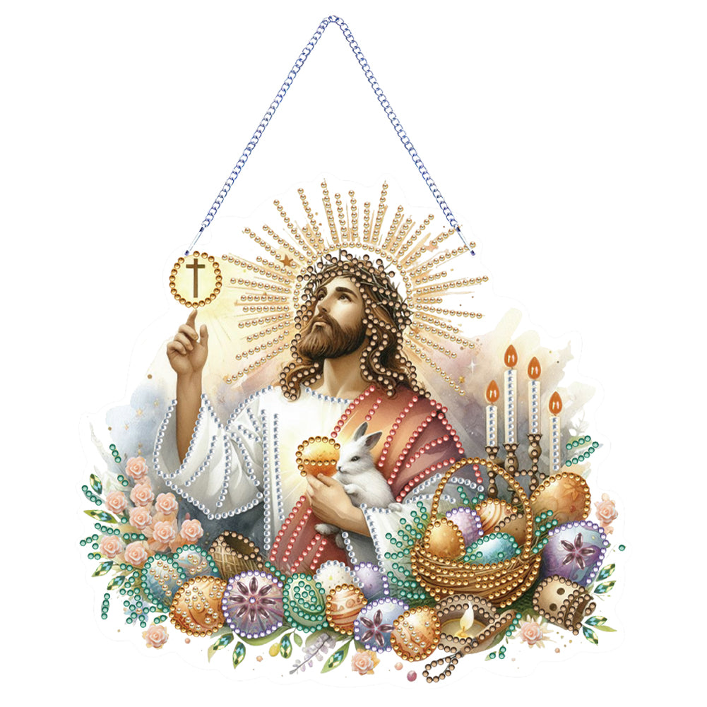 Acrylic Jesus Easter Egg Single-Sided 5D DIY Diamond Painting Hanging Pendant