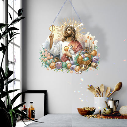 Acrylic Jesus Easter Egg Single-Sided 5D DIY Diamond Painting Hanging Pendant