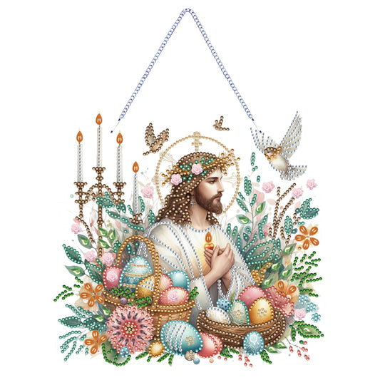 Acrylic Jesus Easter Egg Single-Sided 5D DIY Diamond Painting Hanging Pendant