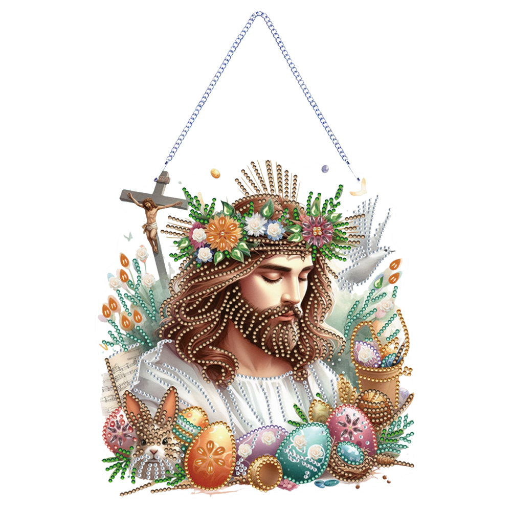 Acrylic Jesus Easter Egg Single-Sided 5D DIY Diamond Painting Hanging Pendant