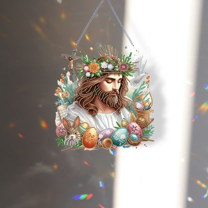 Acrylic Jesus Easter Egg Single-Sided 5D DIY Diamond Painting Hanging Pendant