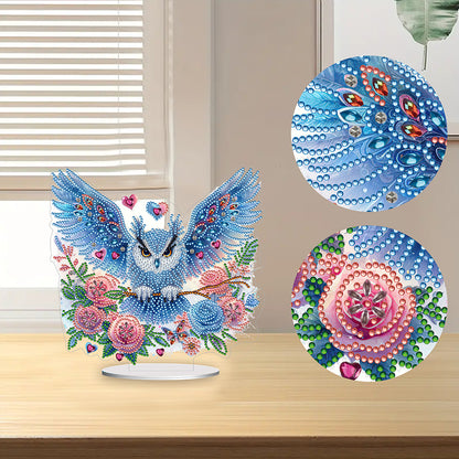 Acrylic Owl Diamond Painting Tabletop Ornament for Home Office Desktop Decor