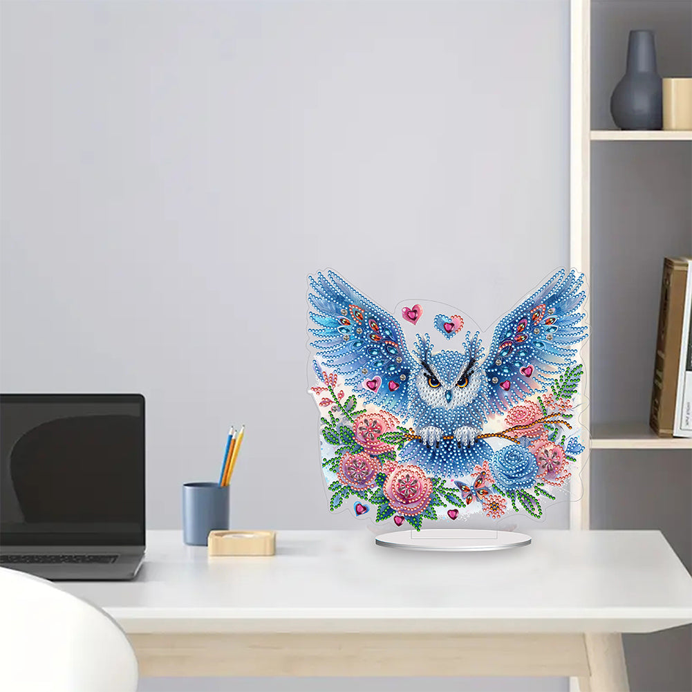 Acrylic Owl Diamond Painting Tabletop Ornament for Home Office Desktop Decor