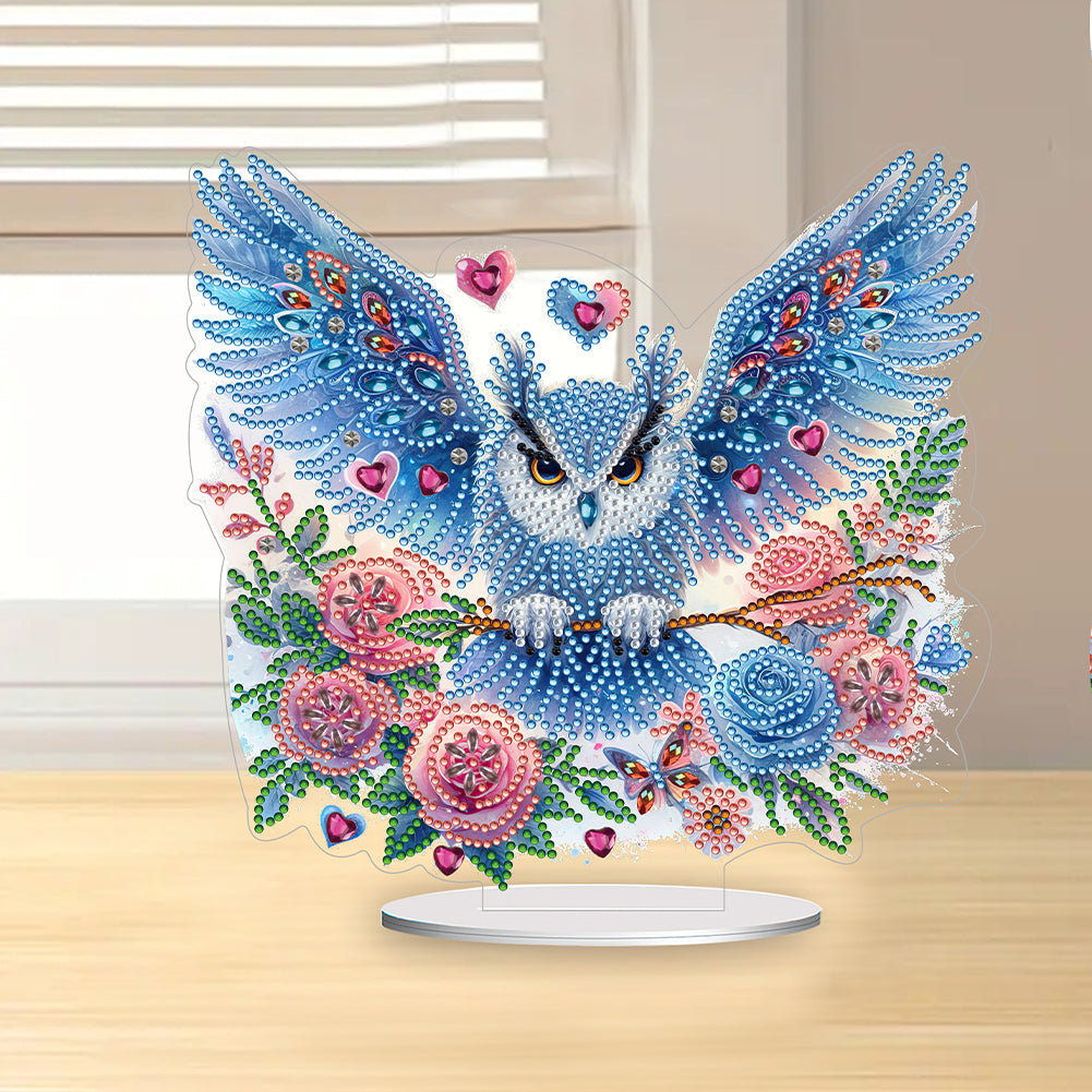 Acrylic Owl Diamond Painting Tabletop Ornament for Home Office Desktop Decor