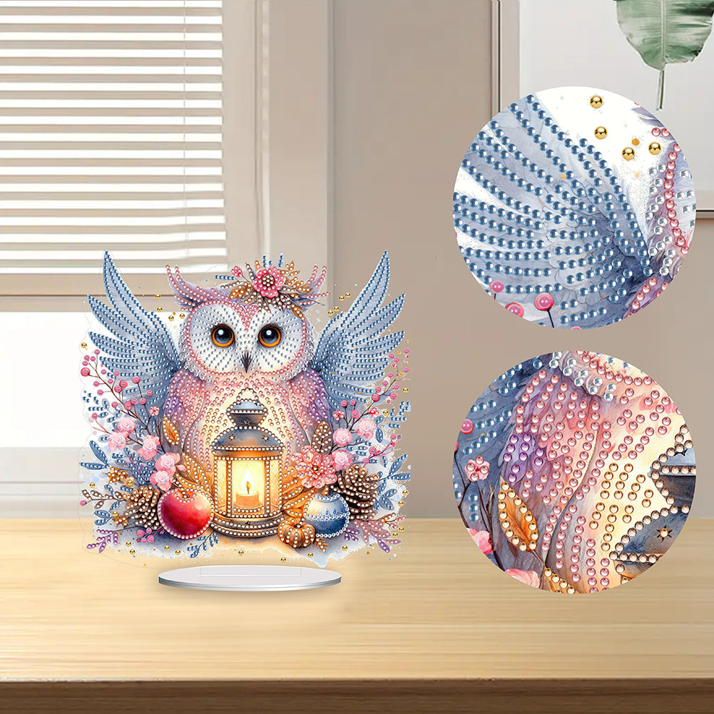 Acrylic Owl Diamond Painting Tabletop Ornament for Home Office Desktop Decor