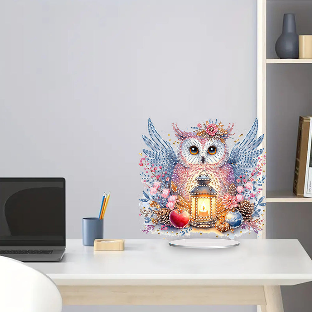 Acrylic Owl Diamond Painting Tabletop Ornament for Home Office Desktop Decor