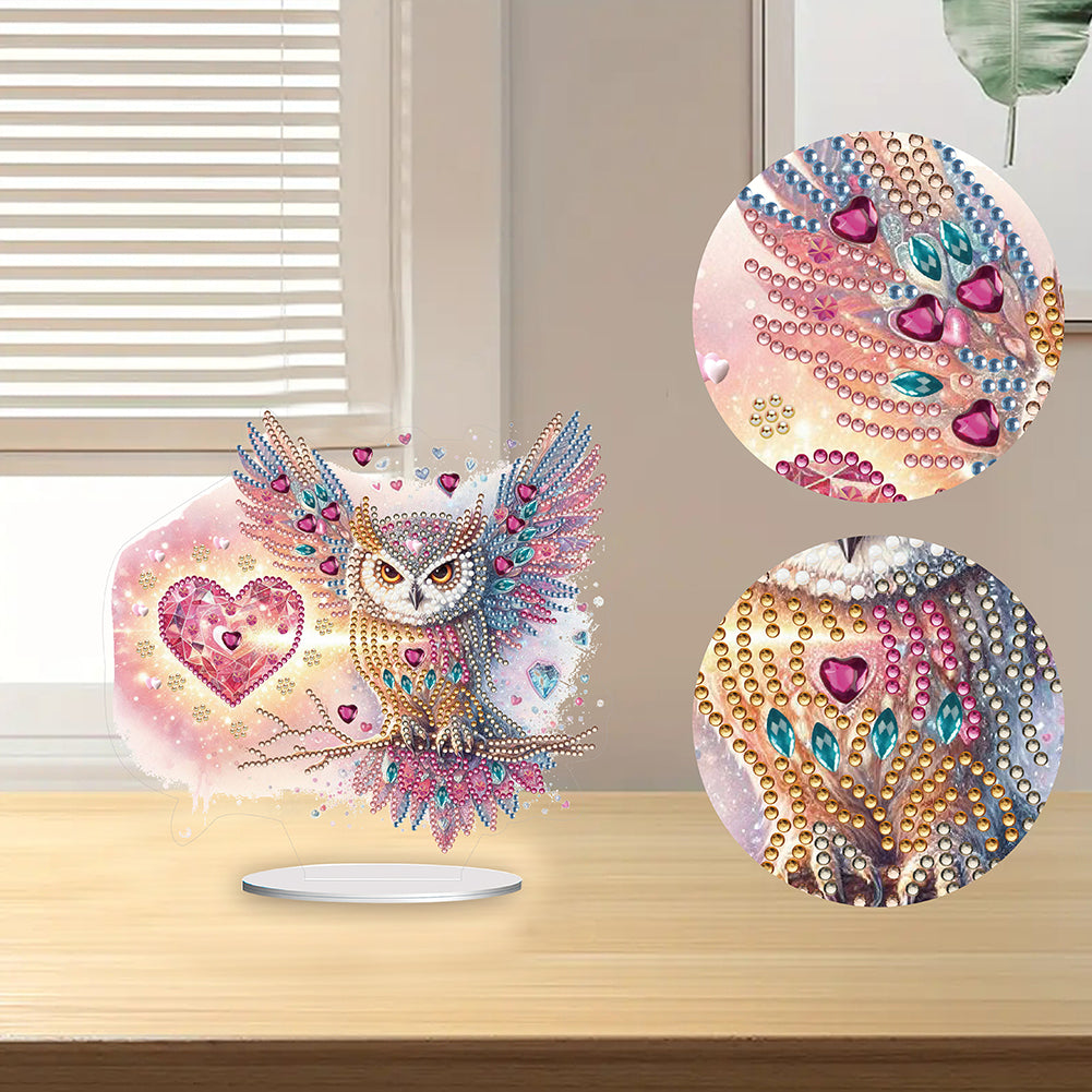 Acrylic Owl Diamond Painting Tabletop Ornament for Home Office Desktop Decor