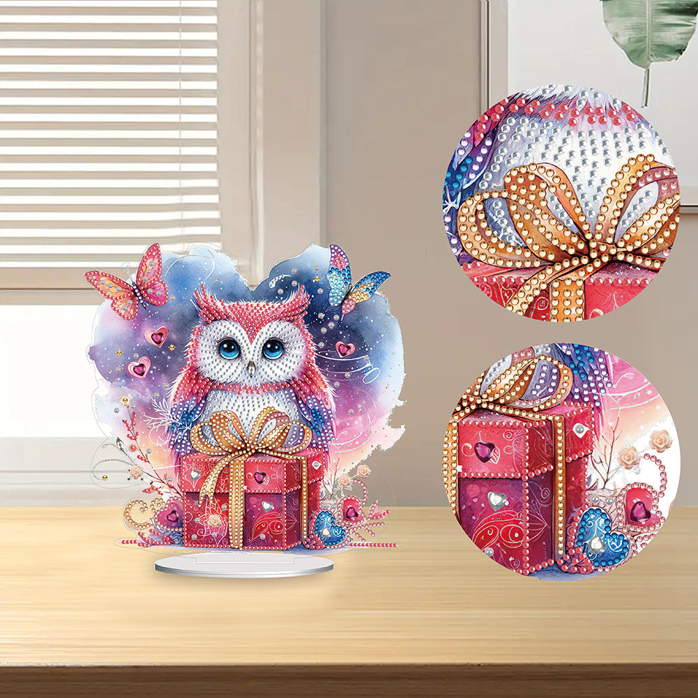 Acrylic Owl Diamond Painting Tabletop Ornament for Home Office Desktop Decor