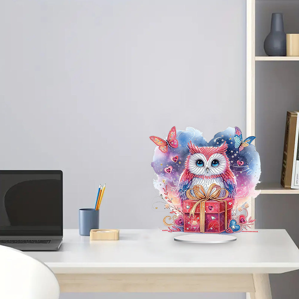 Acrylic Owl Diamond Painting Tabletop Ornament for Home Office Desktop Decor