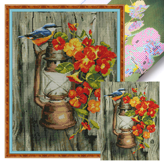 Bird On The Lantern 1 - 14CT Stamped Cross Stitch 32*42CM(Joy Sunday)