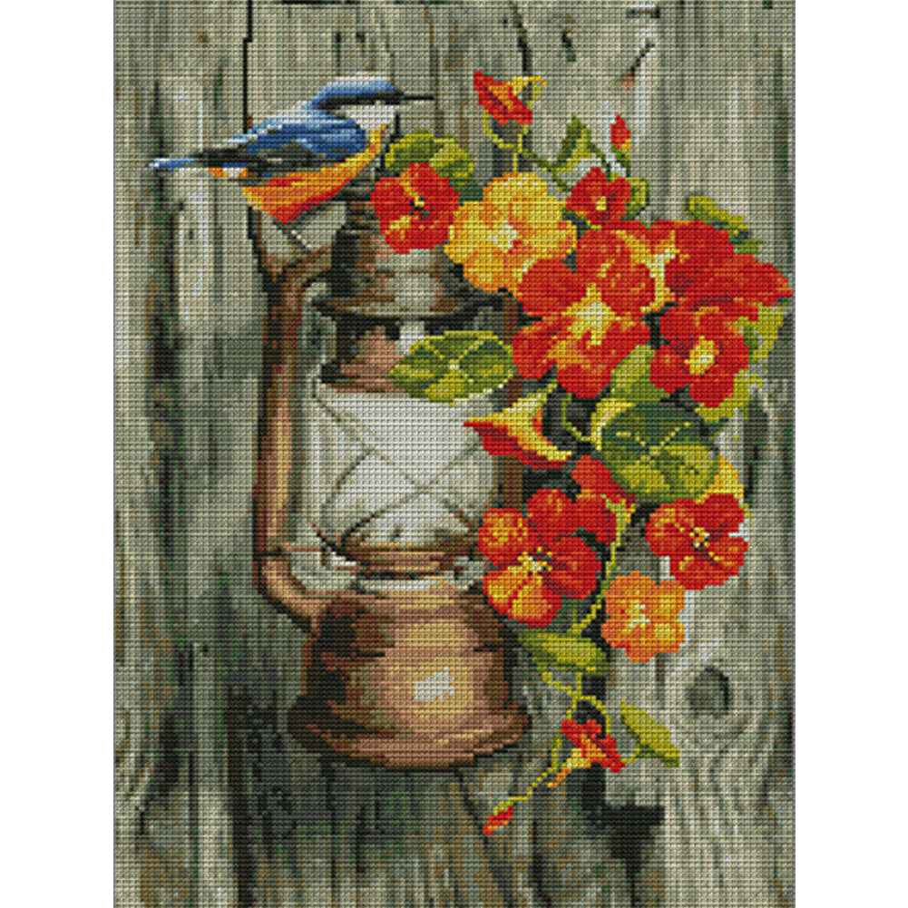 Bird On The Lantern 1 - 14CT Stamped Cross Stitch 32*42CM(Joy Sunday)