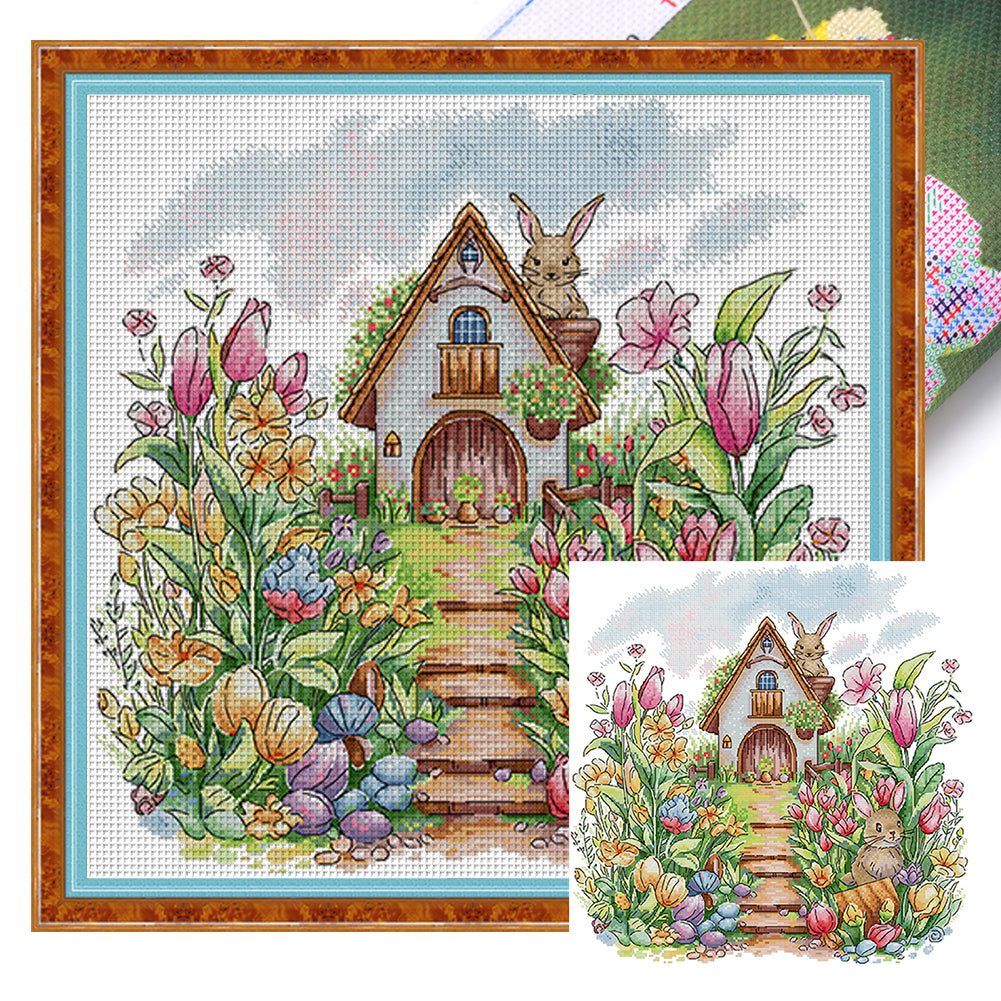 Rabbit House - 14CT Stamped Cross Stitch 43*42CM(Joy Sunday)