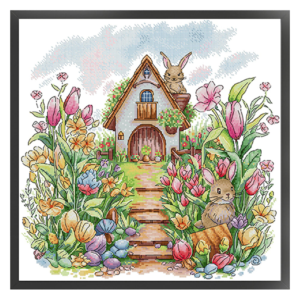 Rabbit House - 14CT Stamped Cross Stitch 43*42CM(Joy Sunday)