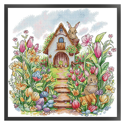 Rabbit House - 14CT Stamped Cross Stitch 43*42CM(Joy Sunday)