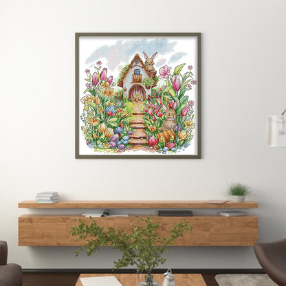 Rabbit House - 14CT Stamped Cross Stitch 43*42CM(Joy Sunday)