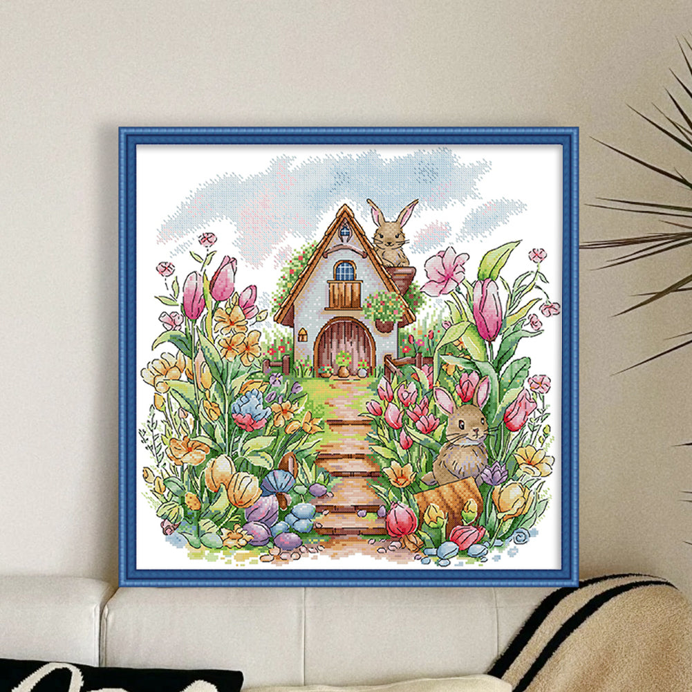 Rabbit House - 14CT Stamped Cross Stitch 43*42CM(Joy Sunday)