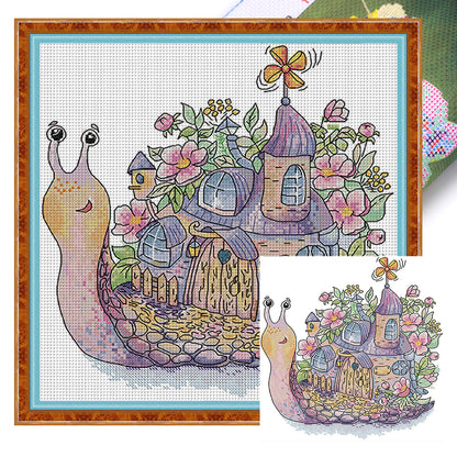 Snail House - 14CT Stamped Cross Stitch 30*31CM(Joy Sunday)