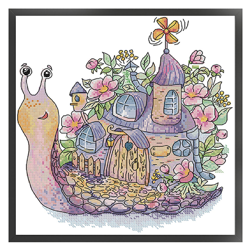 Snail House - 14CT Stamped Cross Stitch 30*31CM(Joy Sunday)