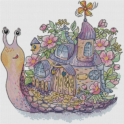 Snail House - 14CT Stamped Cross Stitch 30*31CM(Joy Sunday)