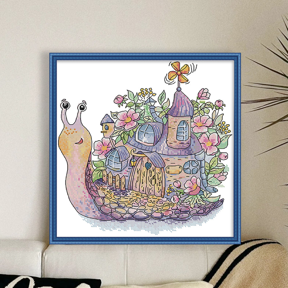 Snail House - 14CT Stamped Cross Stitch 30*31CM(Joy Sunday)