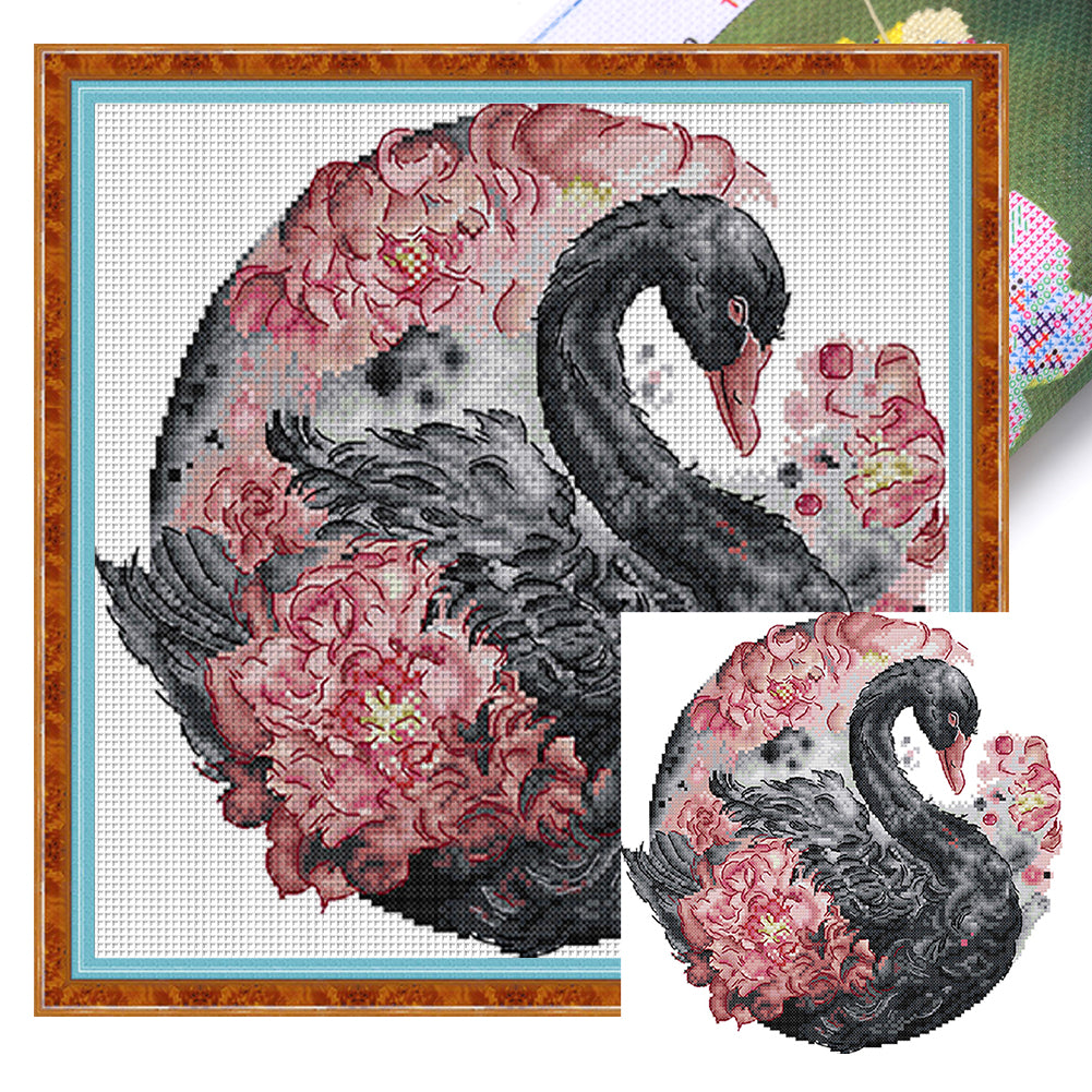 Black Swan - 14CT Stamped Cross Stitch 32*31CM(Joy Sunday)