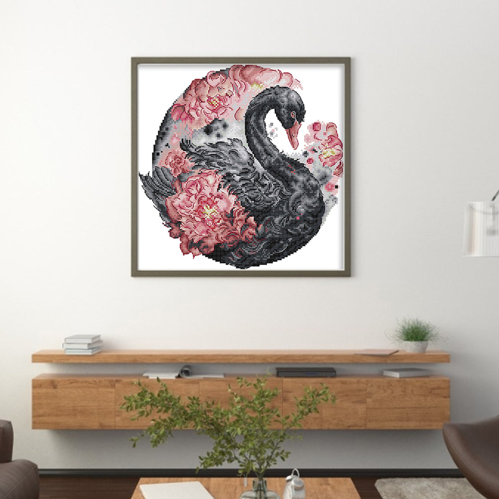 Black Swan - 14CT Stamped Cross Stitch 32*31CM(Joy Sunday)