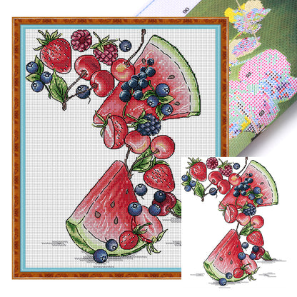 Fruit Nine - 14CT Stamped Cross Stitch 27*33CM(Joy Sunday)