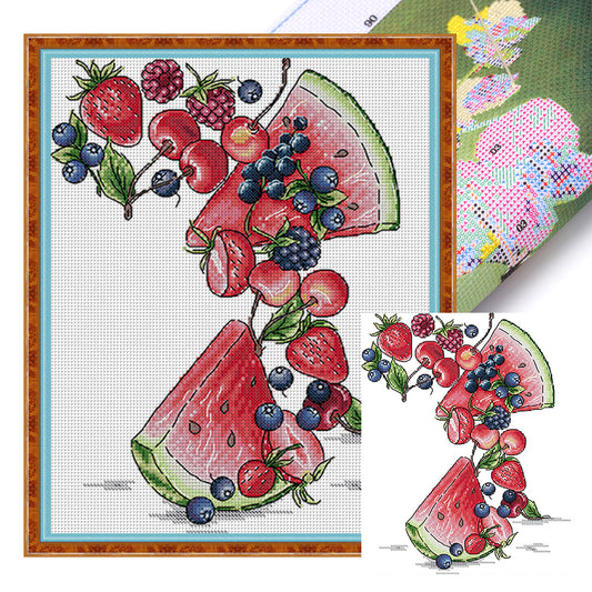 Fruit Nine - 14CT Stamped Cross Stitch 27*33CM(Joy Sunday)