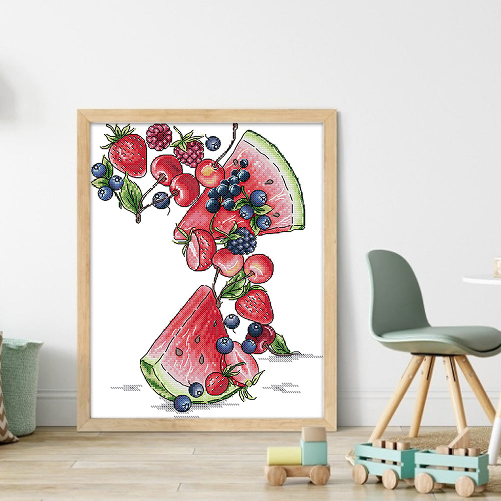 Fruit Nine - 14CT Stamped Cross Stitch 27*33CM(Joy Sunday)