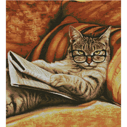 Cat Reading Newspaper - 14CT Stamped Cross Stitch 44*50CM(Joy Sunday)