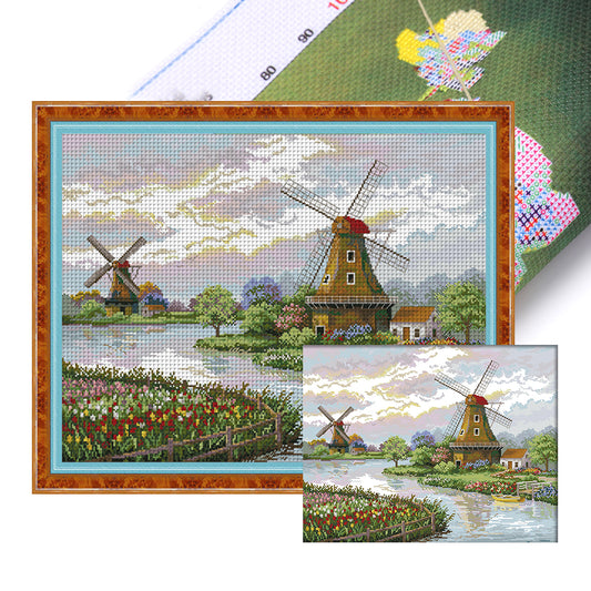 Dutch Windmill - 14CT Stamped Cross Stitch 54*43CM(Joy Sunday)