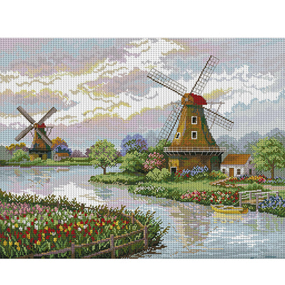 Dutch Windmill - 14CT Stamped Cross Stitch 54*43CM(Joy Sunday)