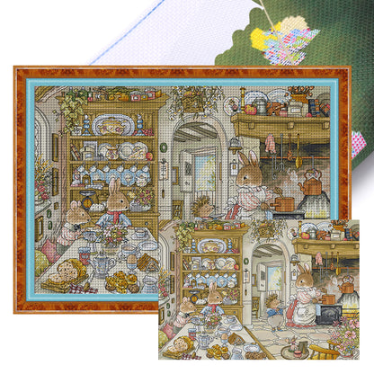 Peter Rabbit Kitchen - 14CT Stamped Cross Stitch 61*44CM(Joy Sunday)