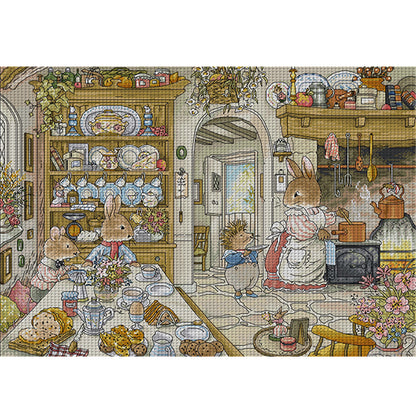 Peter Rabbit Kitchen - 14CT Stamped Cross Stitch 61*44CM(Joy Sunday)