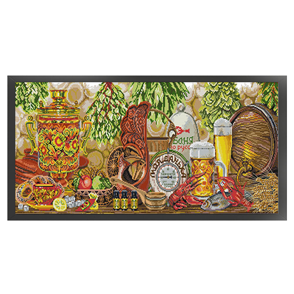 Beer - 14CT Stamped Cross Stitch 77*36CM(Joy Sunday)