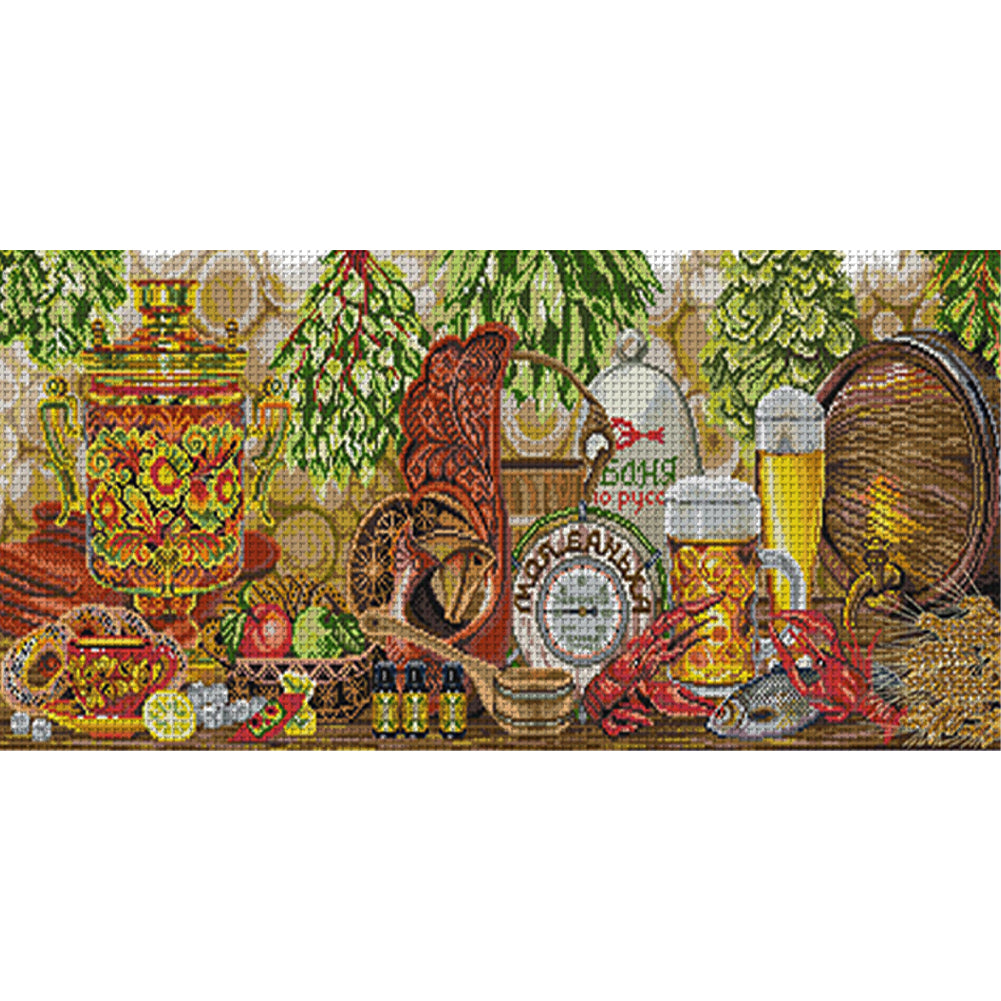 Beer - 14CT Stamped Cross Stitch 77*36CM(Joy Sunday)