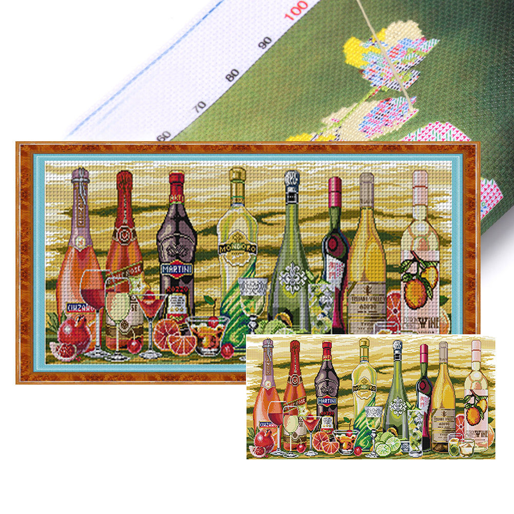 Wine - 14CT Stamped Cross Stitch 77*36CM(Joy Sunday)