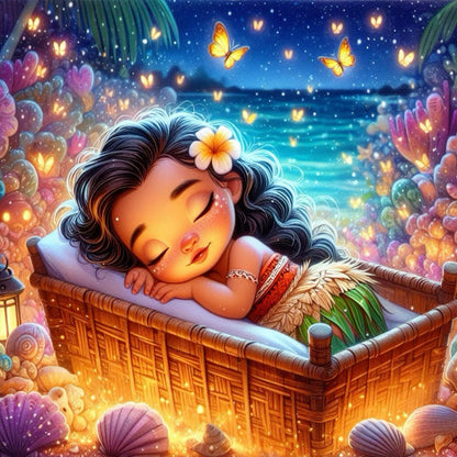 Sleeping Princess Moana - Full Round Drill Diamond Painting 30*30CM