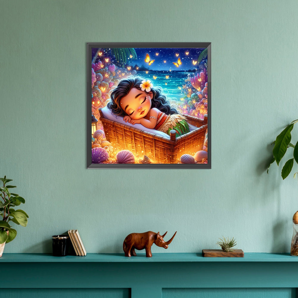 Sleeping Princess Moana - Full Round Drill Diamond Painting 30*30CM