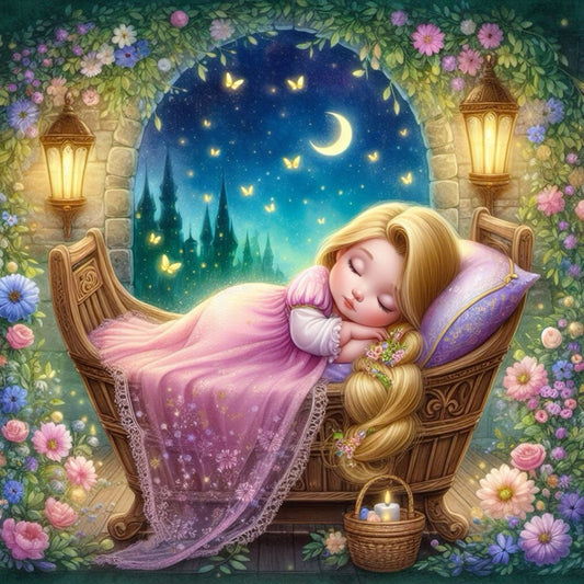 Sleeping Rapunzel - Full Round Drill Diamond Painting 30*30CM