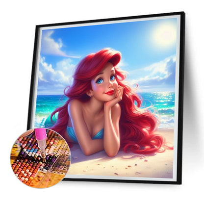 Beautiful Modern Mermaid Princess - Full Round Drill Diamond Painting 30*30CM