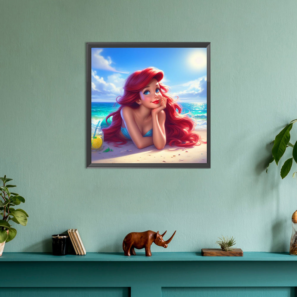 Beautiful Modern Mermaid Princess - Full Round Drill Diamond Painting 30*30CM